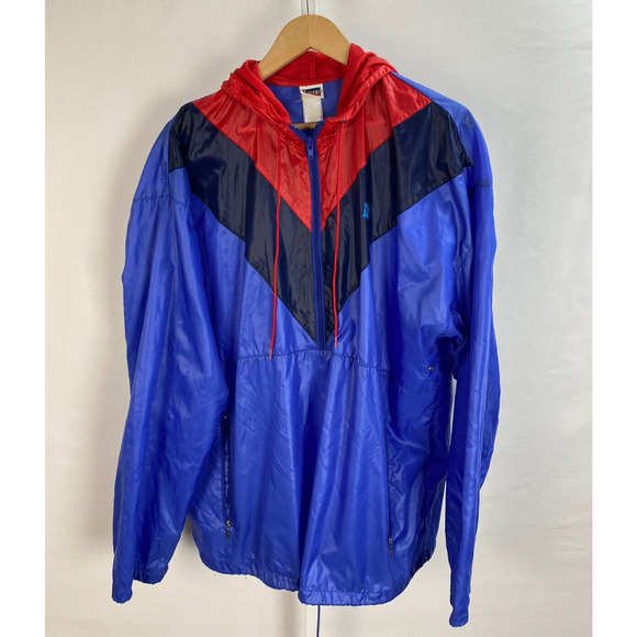 Vintage 70s 80s Levi's Mens Chevron Nylon Pullover Jacket Zip Large L